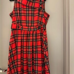 Plaid Red Women’s cowl neck dress